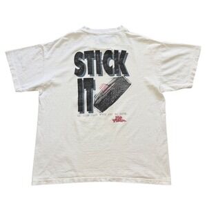 Vintage 90s No Fear Stick It Hockey Puck Art Distressed Sports Graphic T-shirt